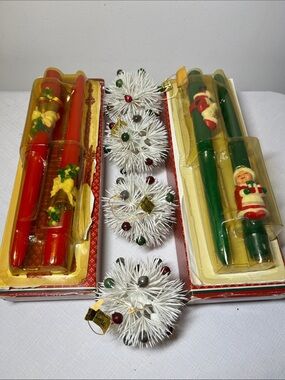 Vintage AVON Taper Candles (2sets) and 4 Merry Miracle White Ornaments Hong Kong